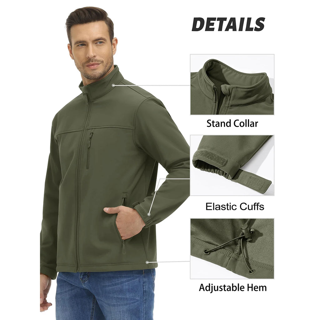TACVASEN Blusão Impermeável para Homem Caminhada Outdoor Fecho Completo Corta-vento Forro Polar Quente Outono Inverno Trabalho Casaco Casual