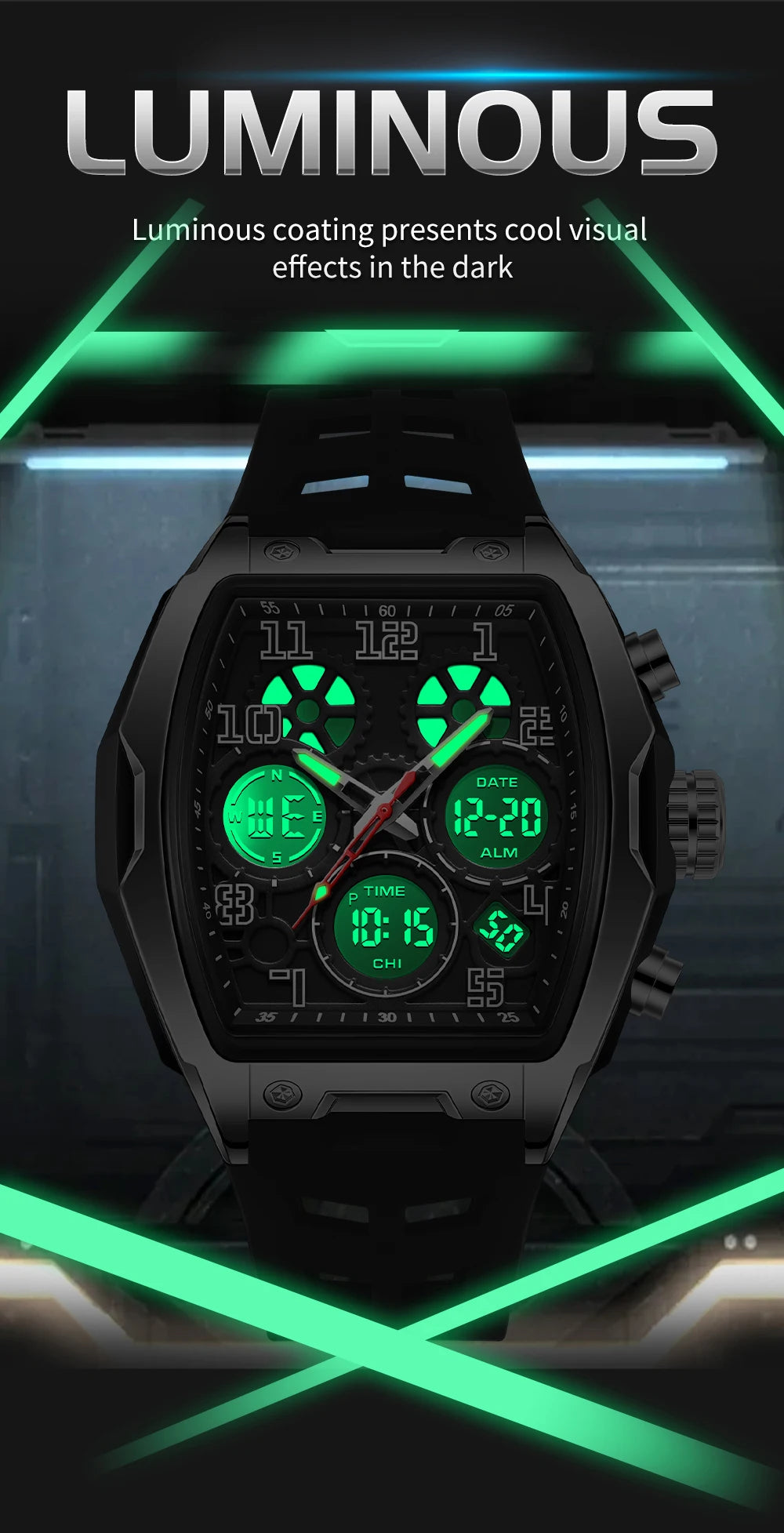 SANDA Fashion Men's Sports Electronic Watch Multi functional Date Countdown Waterproof LED Night Light Men's Electronic Watch