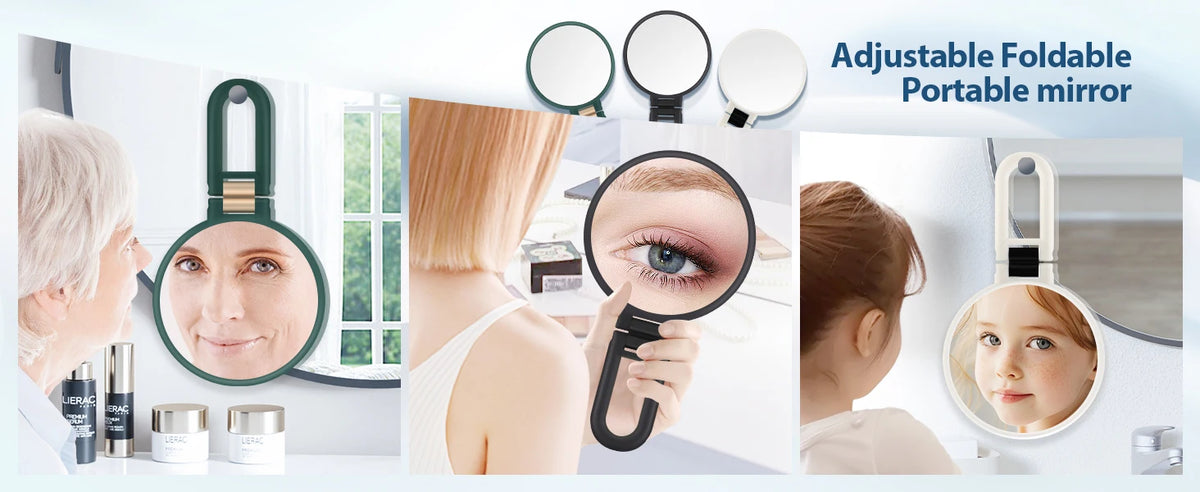 30X Magnifying Handheld Mirror Double Sided Foldable Travel Makeup Mirror Adjustable Rotation Pedestal Hand/Hanging VanityMirror
