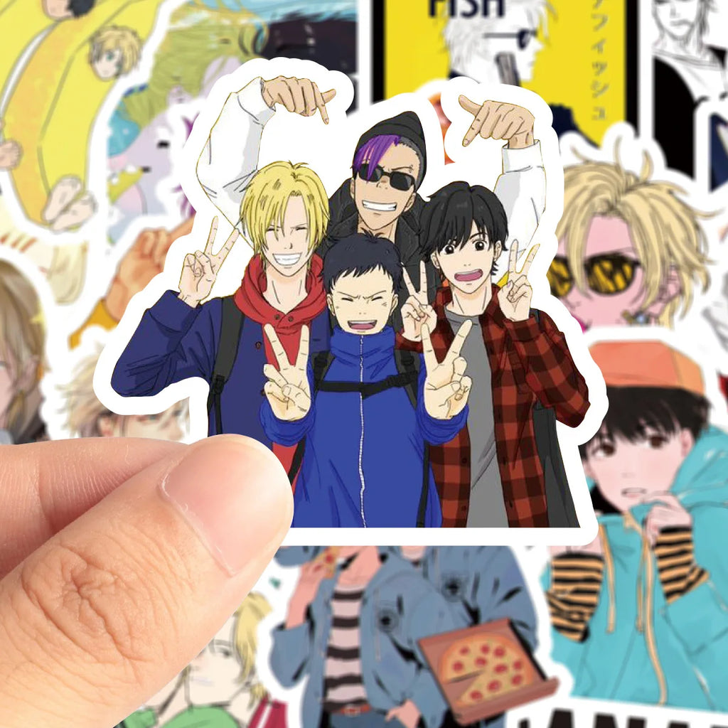 50Pcs BANANA FISH Graffiti Stickers Water Bottle Laptop Phone Bicycle Luggage Case Skateboard Children Adult Sticker