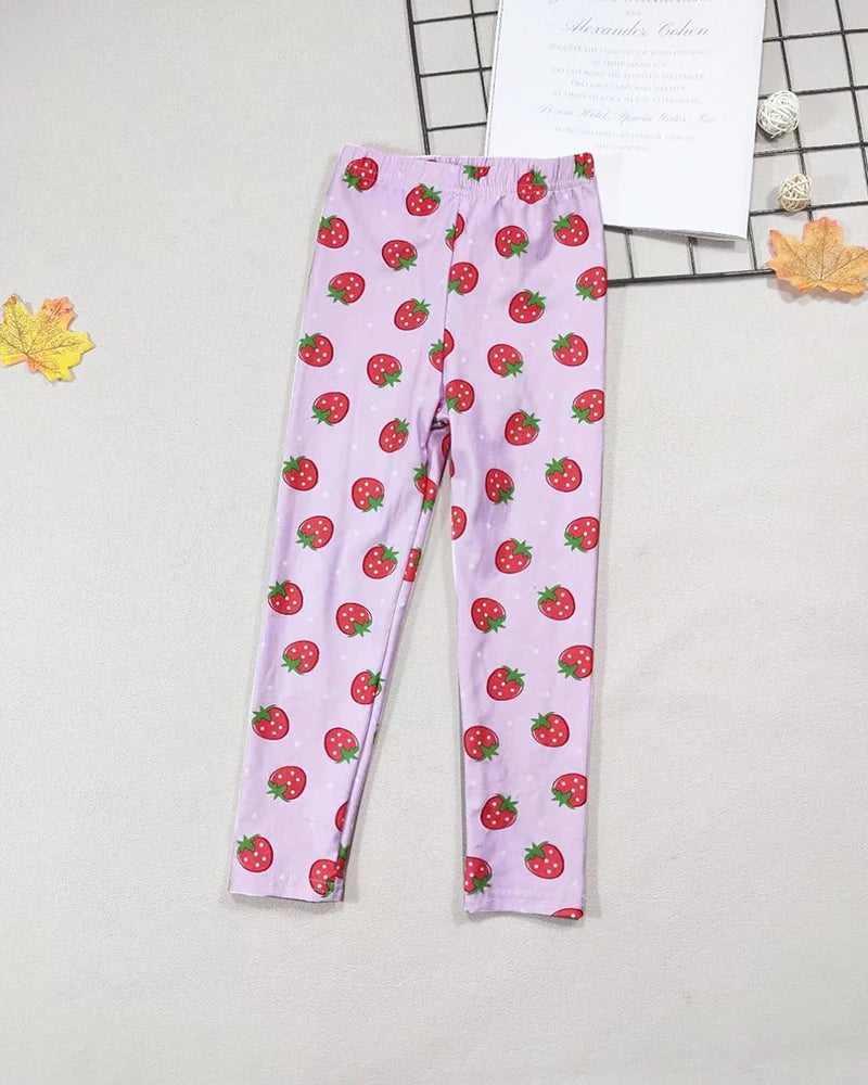 Girls' Leggings Fashion Cartoon Tight Pants Spring and Autumn Baby Girls Slim Fit Flower Leggings Summer Children's Pants
