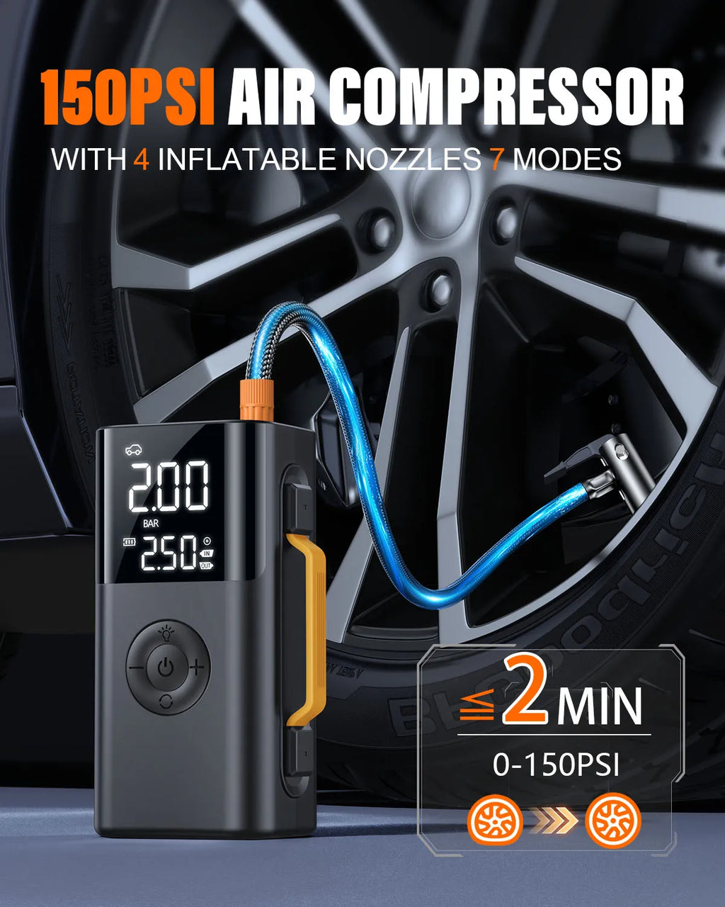 Car jump starter 6000A Jump Starter 150PSI Air Pump Multifunctional Tire Inflator Power Bank Lighting for Car