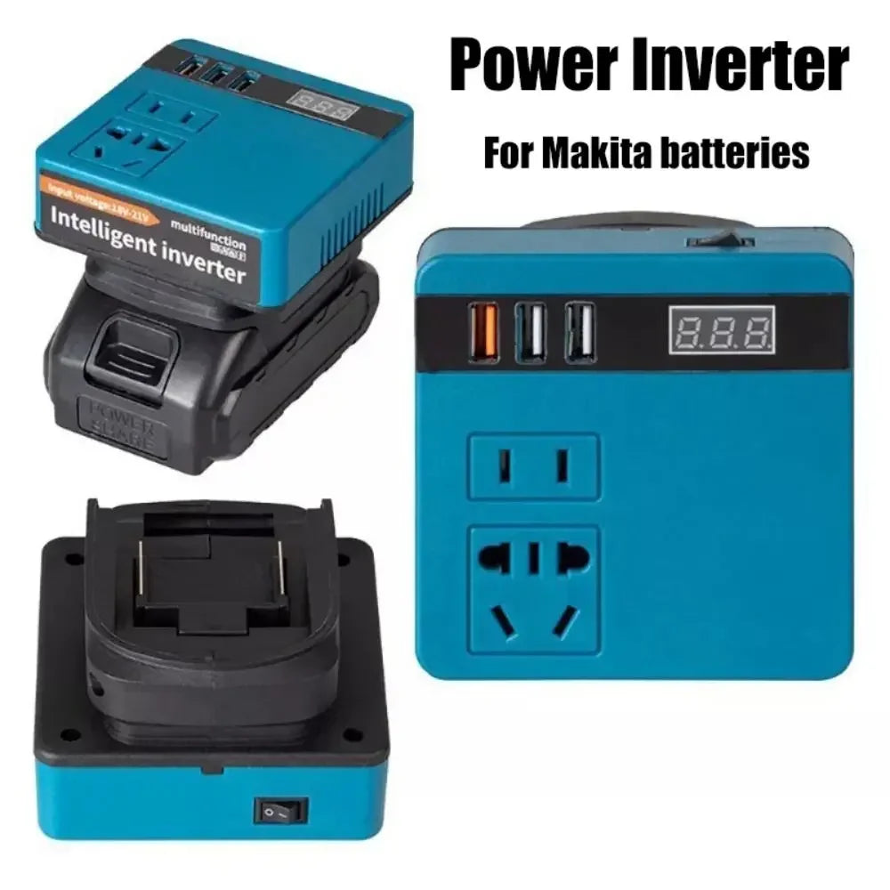120W Lithium Battery Inverter 3 USB Ports High Power Battery Inverter Multifunction DC 21V To 220V Inverter Adapter for Makita