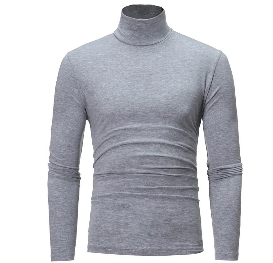 2025 Autumn Winter Men's High Neck T-shirt Male Slim Fit Fashion High Elastic Long Sleeve Casual Breathable Apparel Pullover