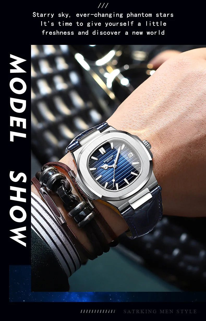 Authentic Men's Watch Waterproof Leather Strap Luminous Business Calendar Square Male Student Fashion Quartz Clock Watches Gift