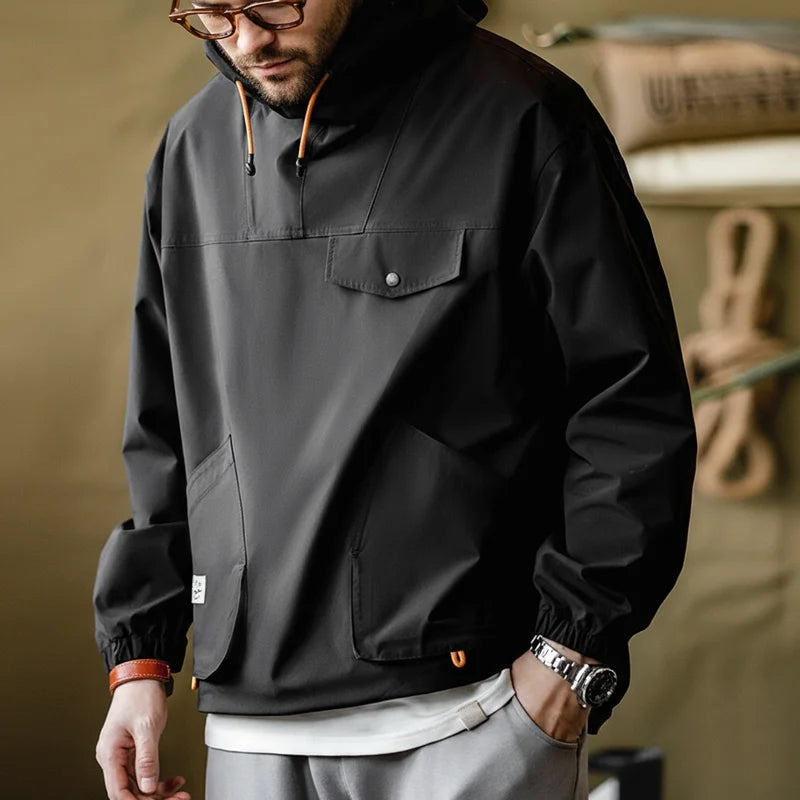 Maden Casual Outdoor Multi-pocket Hooded Men's Jackets Spring Fall Loose Windbreak Parka Ginger Climbing Outerwear Track Jacket