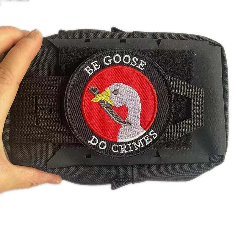 Animal With Knife Fabric Applique Embroidery Hook and Loop Patch,Peace Goose,Angry Frog,Cat,Duck Tactical Badges Clothes Sticker