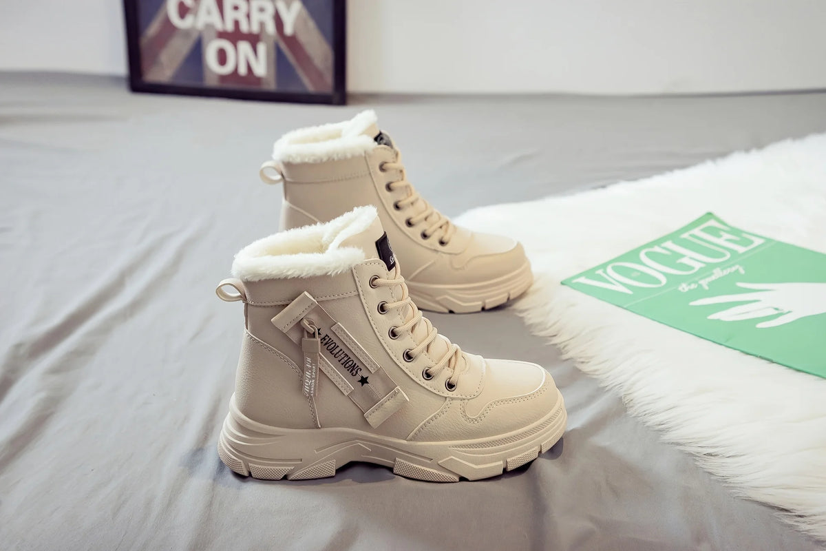 Botins de Senhora, Botins Curtos, Botas de Inverno com Forro Espesso e Isolamento, Elegantes e Versáteis, Botas de Inverno de Sola Grossa