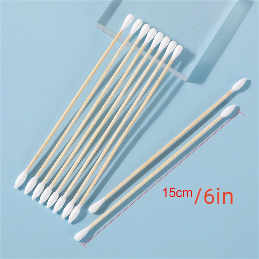 100/300/500pcs Double Pointed Cotton Swab Applicators - 6 Inch Long Cotton Swabs for Tattoo, Cleaning, Makeup & Ear Cleaning