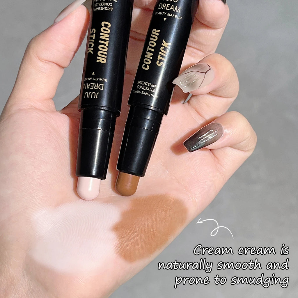 Dual-ended contour stick, facial foundation, concealer, long-lasting dark circles, correcting contour concealer, makeup