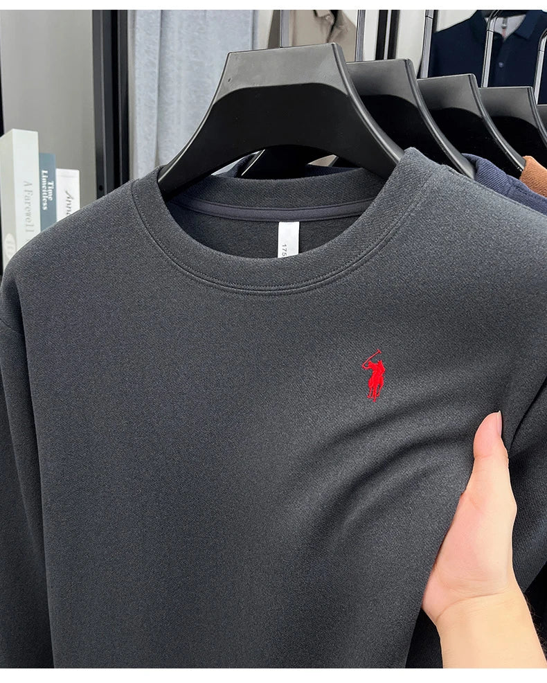 Luxury brand long sleeve T-shirt men's autumn Paul trendy exquisite pony embroidery pullover loose casual round neck sweatshirt