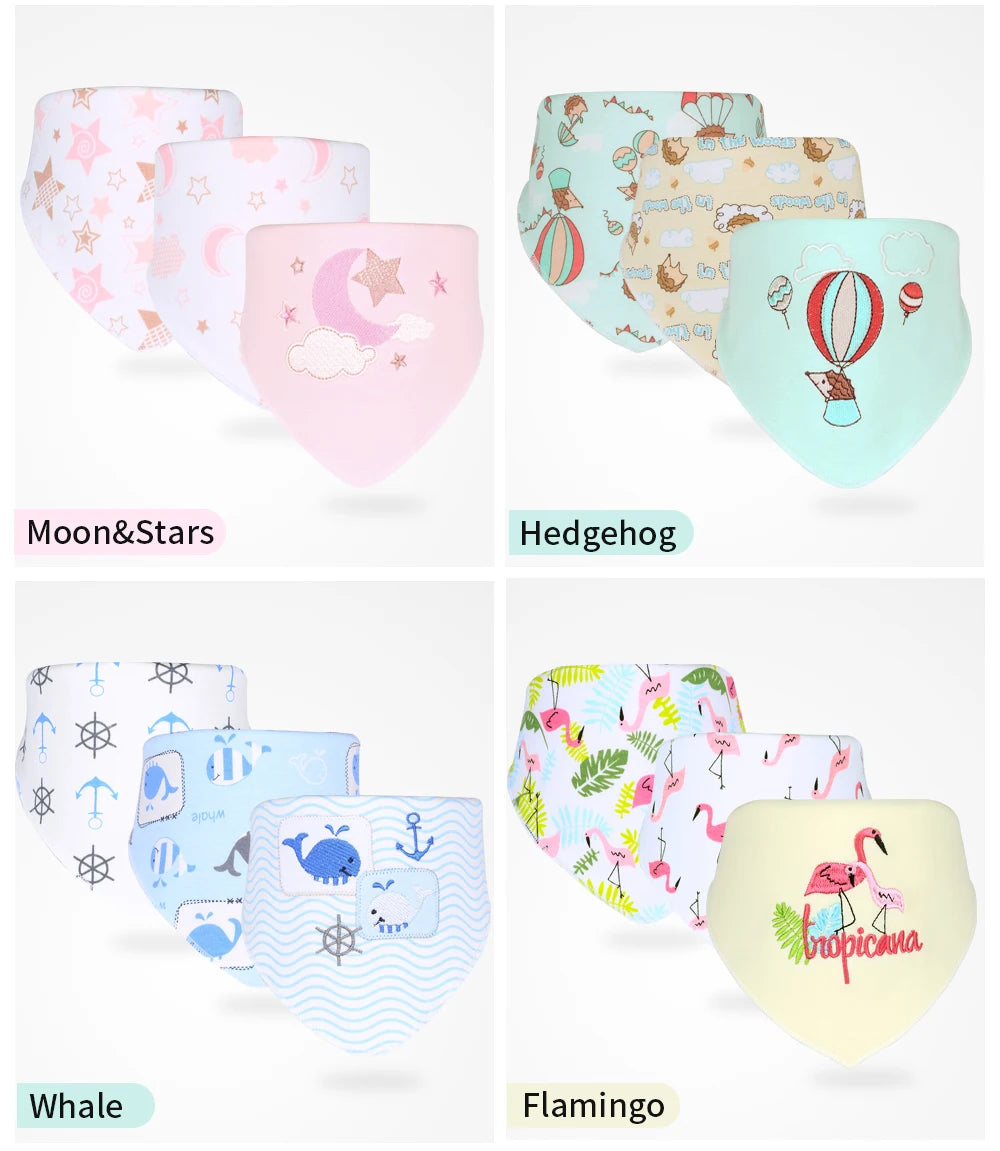 INSULAR Newly Baby Bibs 3pcs Baby Bandana Bib Cotton Babadores Infant Towel For Boys And Girls Baby Clothing Infant Accessories