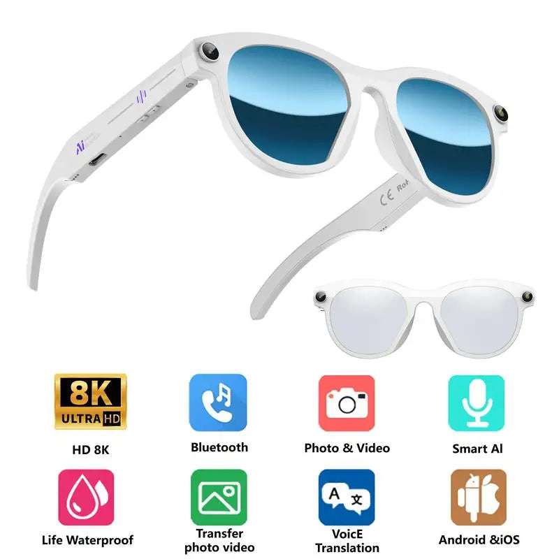 New Smart AI Glasses 500W Shooting Camera HD Photo Video Voice Call Translation Waterproof Bluetooth AI Motorcycle Glasses ﻿