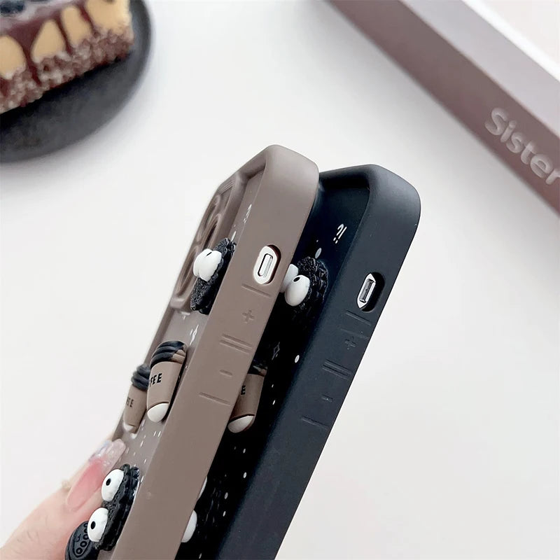 3D Coffee Toy Cartoon Multistep TPU Soft Phone Case for OPPO A60 A79 A78 A58 A38 A74 A54 A94 A76 A96 A57 A77S A15 A16 A17 A18