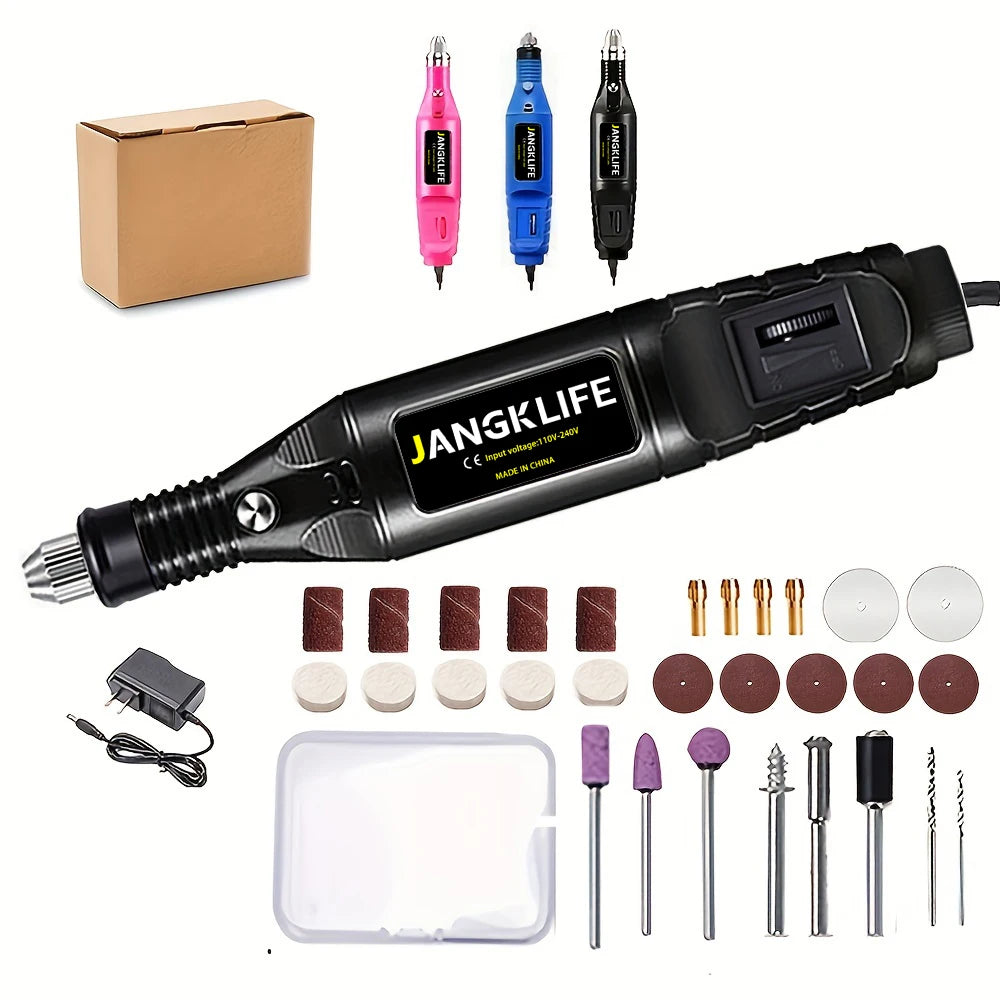 JANGKLIFE 9V Mini Drill Electric Carving Pen Variable Speed Rotary Tools Kit Engraver for Grinding Polishing