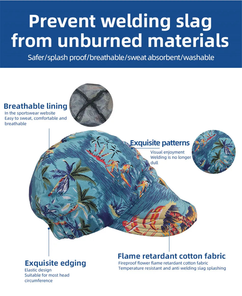 Multi-Color Flame Retardant Welding Cap, Anti-Burn Protective Head Cover Welder Work Hat