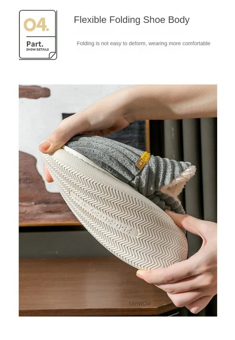 New Fur Slippers For Women Men Winter Furry Fashion Warm Ankles Plush Cozy Slides For Home Indoor Soft Sole Cotton Shoes