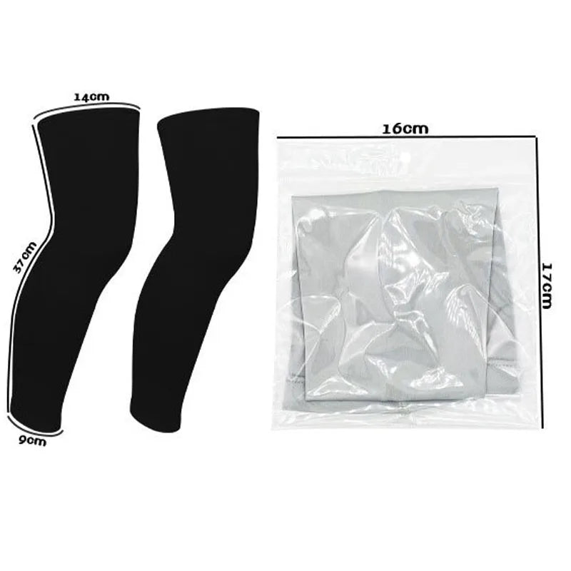 1Pair Long Compression Leg Sleeves for Kids, Comfortable Non-Slip UV Protection Brace Support for Basketball Running Cycling