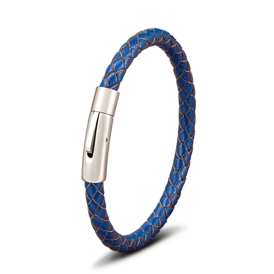 Pulseira de Pele Clássica para Homem TYO 3/4/5/6/8mm 3 Cores Bracelete Moderna com Fecho Magnético Acessórios Artesanais Personalizados Presente por Grosso