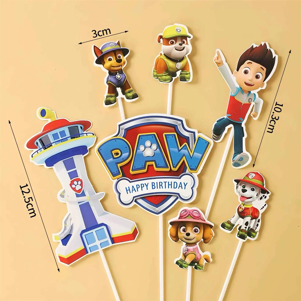 7pcs/set PAW Patrol Dog Team Cake Decoration Figurine Set Boys Patrol Leader Rick Play Toy for Birthday Parties Supplies Gifts