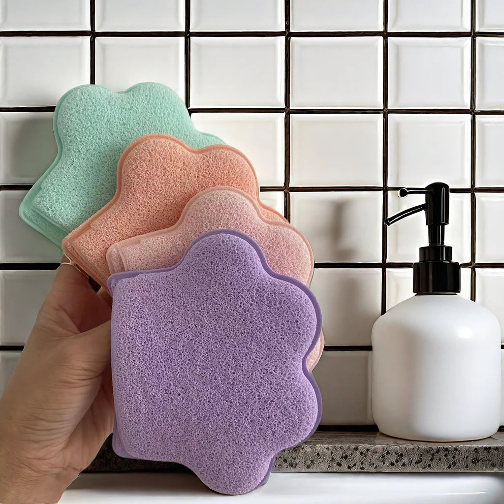 Cat's Paw Facial Sponge, Facial Cleansing Pads, Reusable Glove Bath Sponge, Bubble Exfoliating Pads for Deep Cleansing Pores