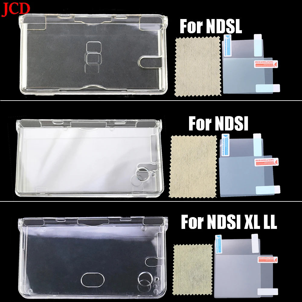 Plastic Clear Crystal Shell Skin Case Cover For Nintend DSL NDS Lite NDSL For DSi NDSi XL LL Console W/ Screen Protective Film