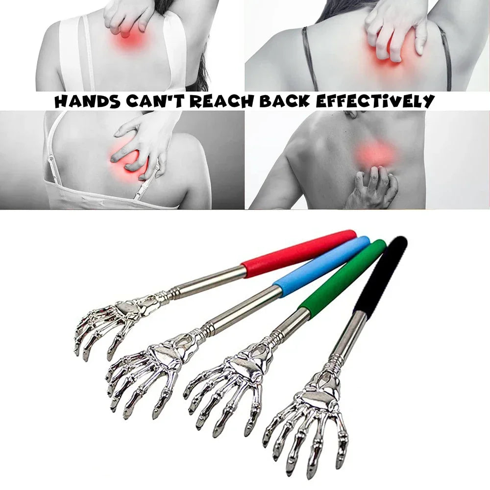 1PC Extendable Back Scratcher Stainless Steel Portable Telescopic Rubber Handle Back Scratchers For Halloween Christmas