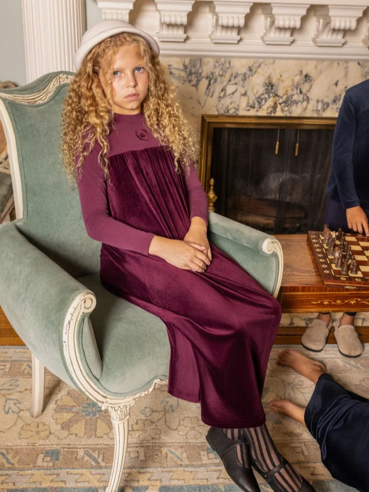 AP AW26 Friday Night Collection Boy Girl Velour With Jersey Fabric Family Matching Clothing Maxi Dress Set Clothes