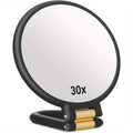 30X Magnifying Handheld Mirror Double Sided Foldable Travel Makeup Mirror Adjustable Rotation Pedestal Hand/Hanging VanityMirror
