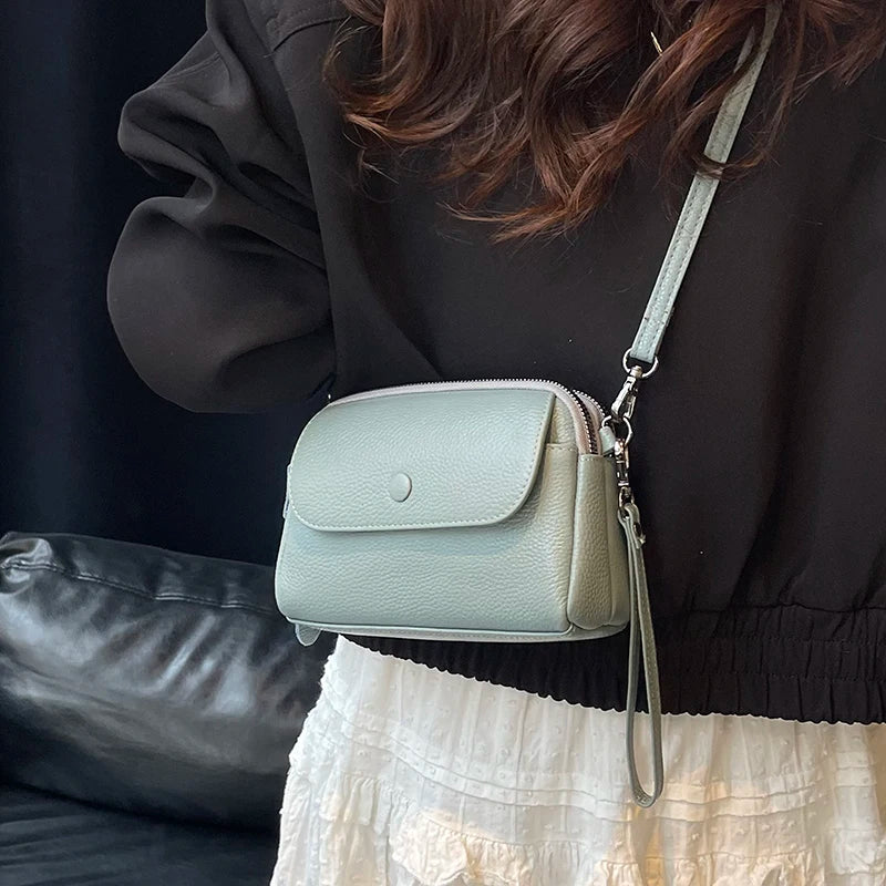 100% Genuine cowhide Women's Leather Mobile Phone Bag Crossbody Bags For Women Bag Designer Crossbody Bag Messenger Bags Sac