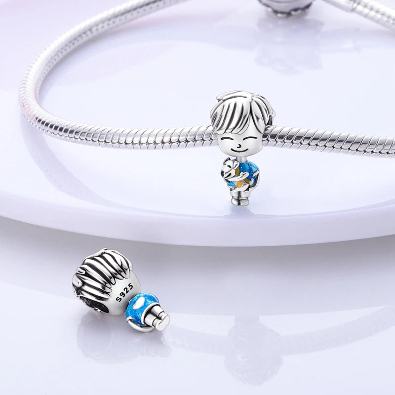 925 Sterling Silver Charms Pendant Beaded Fit Bracelet DIY Boy Girl Family Friendship Charm Making for Women's Fine Jewelry Gift