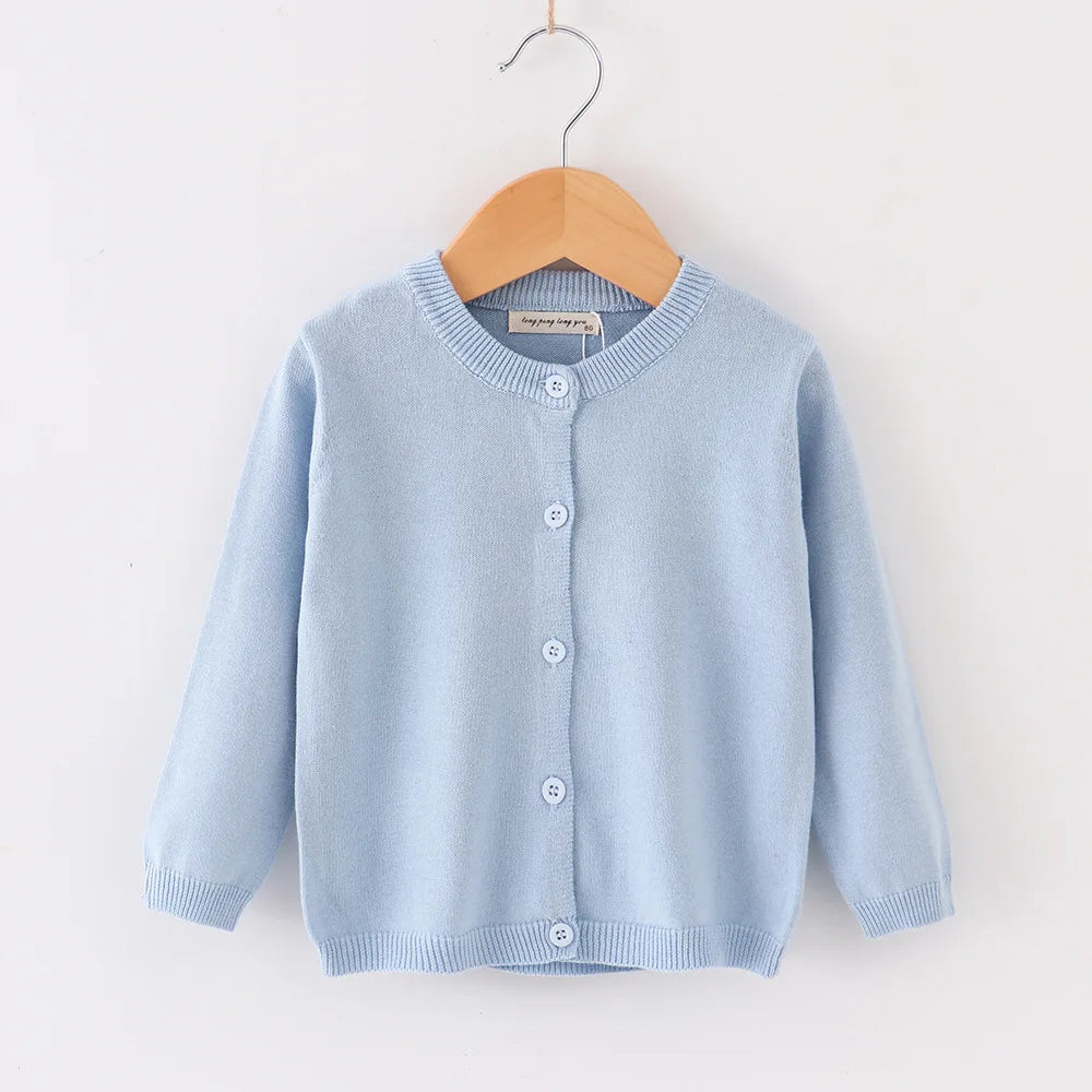 Autumn Girls Clothes Baby Casual Cardigan Solid Open Stitch Boys Soft Coats Children Sweaters Toddler Knit Jackets Full Sleeve