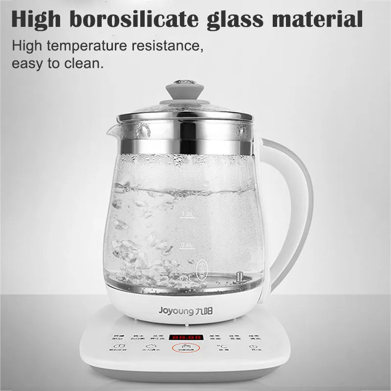 220V Jiuyang Health Pot Multi-Functional Flower Teapot Glass Stew Tea Pot 1.5L Portable Mini Multi Cooker Tea Dessert Cooker