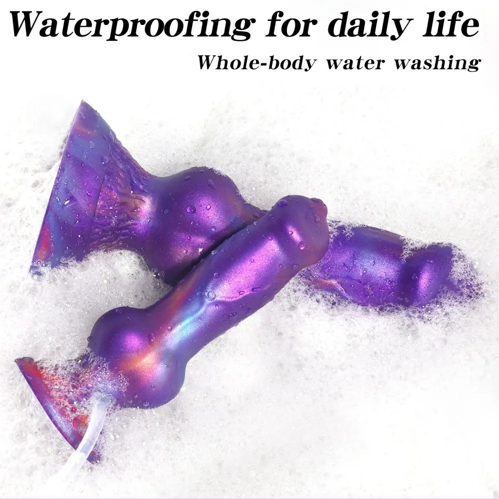 Realistic Dog Penis Squirting Dildo Anal Plug Knot Suction Cup Enema Ball Waterproof Silicone Fantasy Adult Toy for Men and Wome