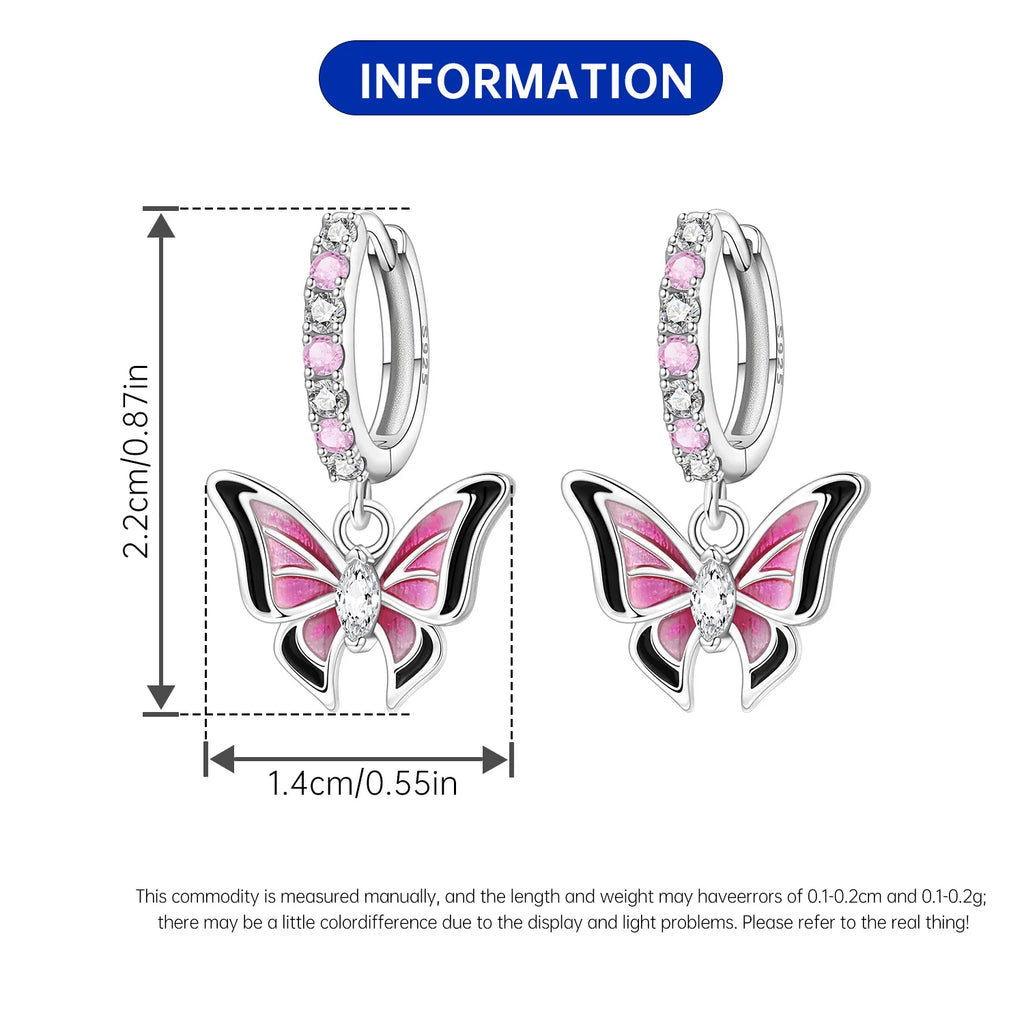 Orstarry 925 Sterling Silver 18k Golden Butterfly Insect Drop Earrings Women Earrings Birthday Party Jewelry Fine Original Gifts