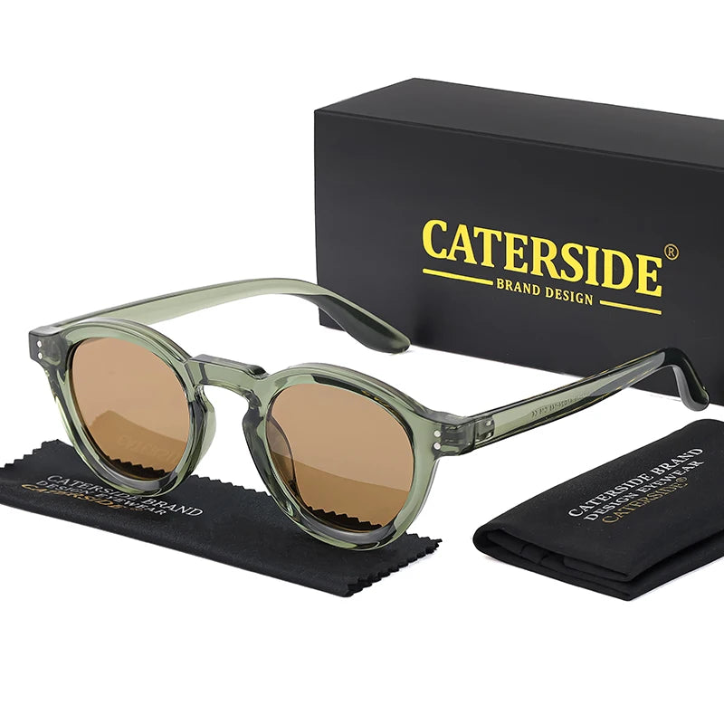 CATERSIDE Round Polarized Sunglasses Men Vintage TR90 Frame High-Quality Sun Glasses for Women Driving Fishing Eyewear UV400