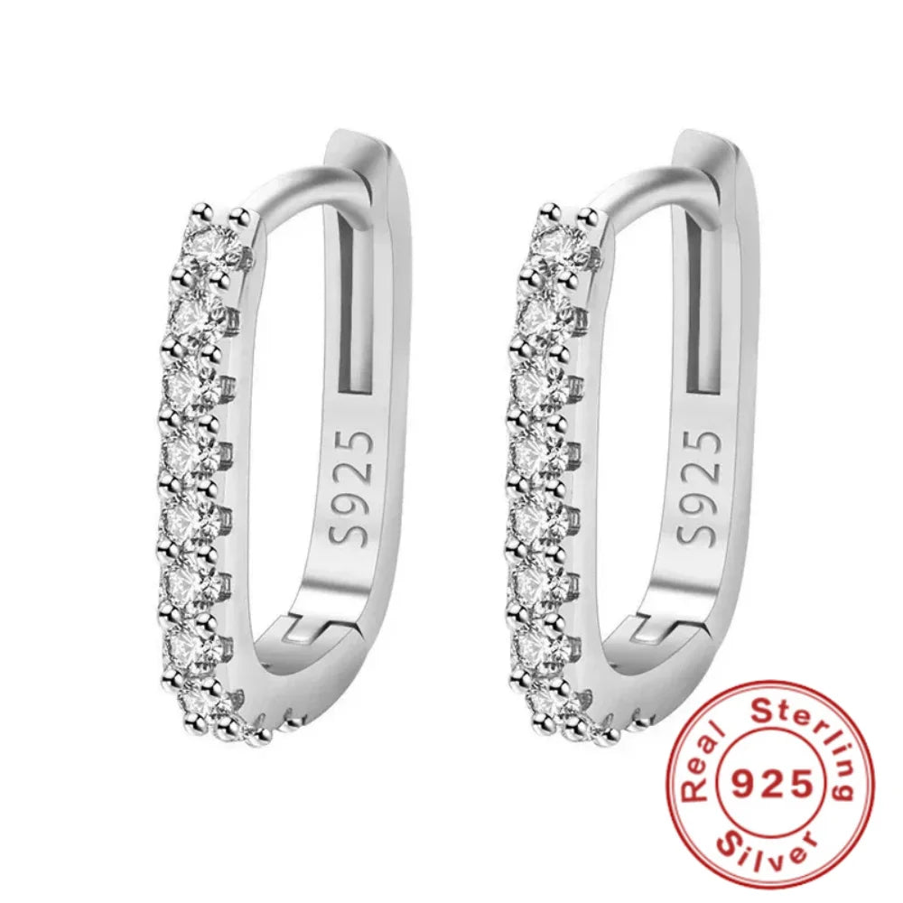 925 Sterling Silver Crystal Fashion Hoop Earrings for Women Wedding Party Gift Banquet Party Fashion Jewelry