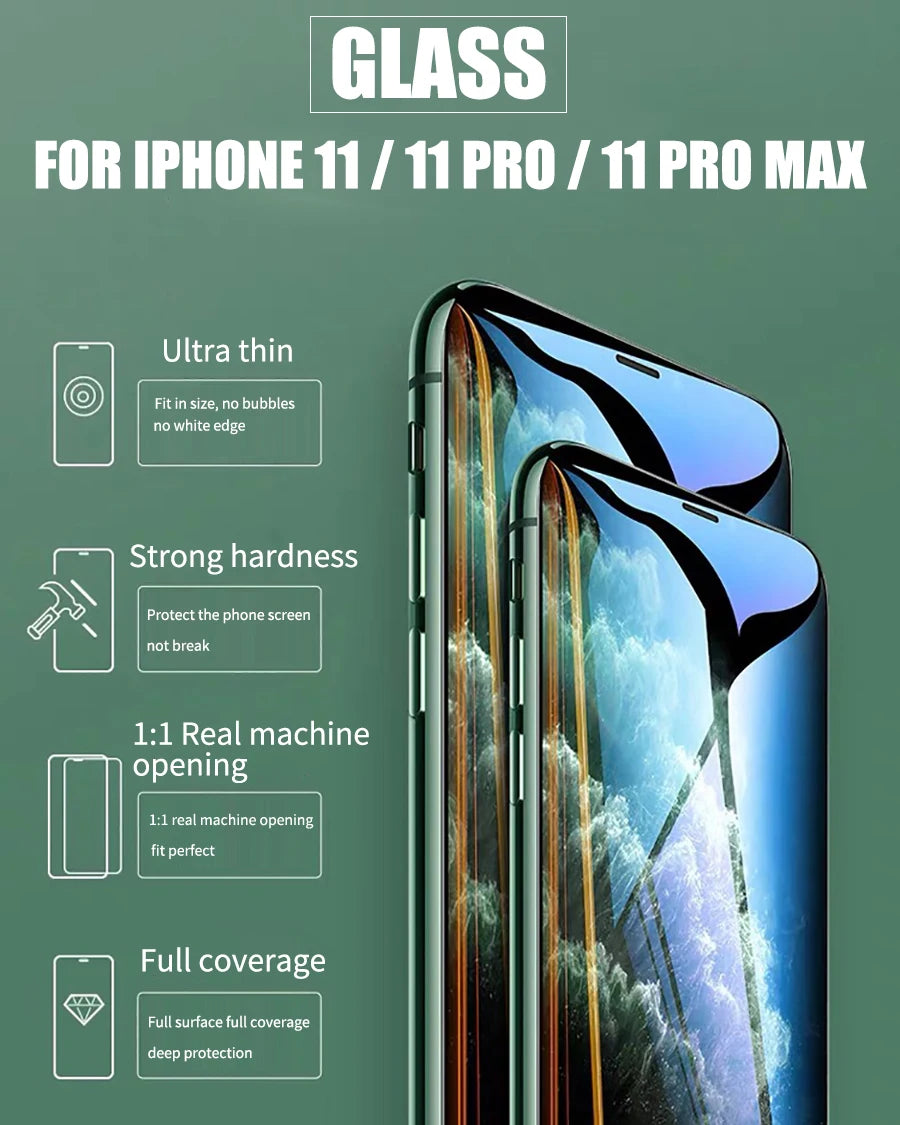 1-3Pcs 3D Screen Protector 5D Full Cover 9H Tempered Glass for iPhone X XR XS 11 12 13 mini 14 15 Pro Max 6 6s 7 8 Plus SE 2020
