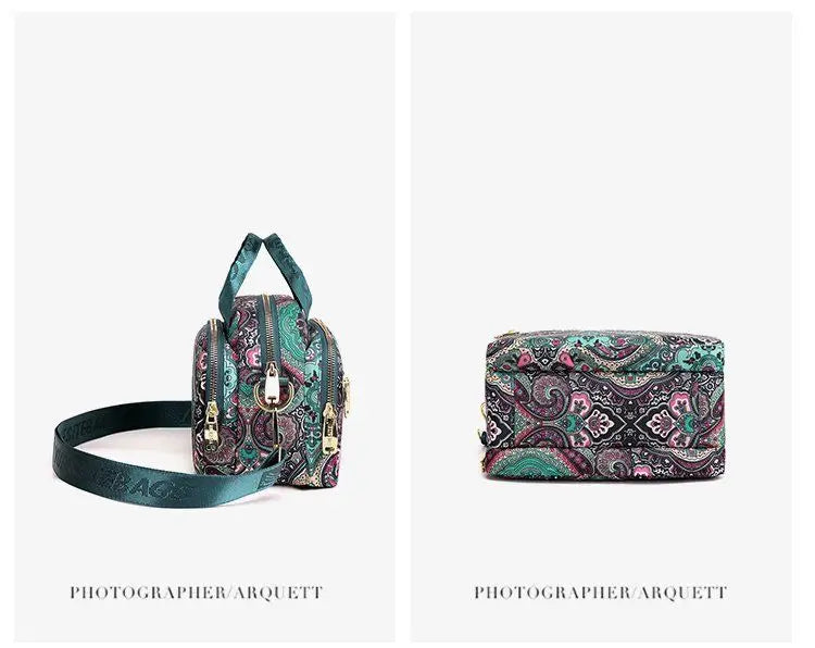 New Nylon Canvas Bag Large Bag Waterproof Shopping Bag Large Capacity Floral Shoulder Handbag Women Bag Mother Bag