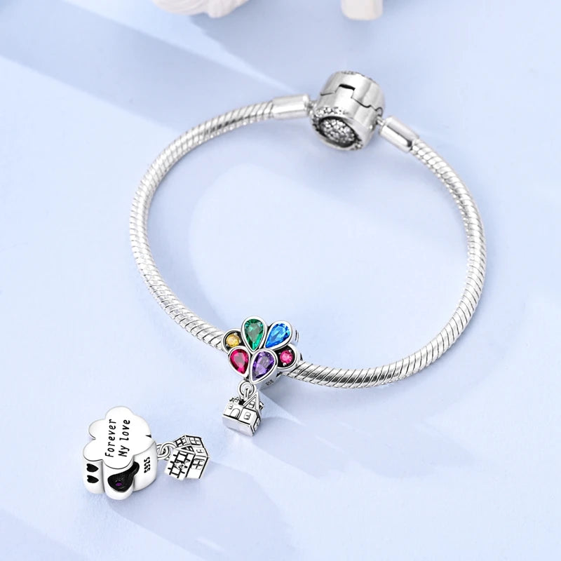 New Original Charm Beads 925 Sterling Silver Butterfly Hot Air Balloon Dangle For Bracelet Women Girl Fine DIY Jewelry Gift