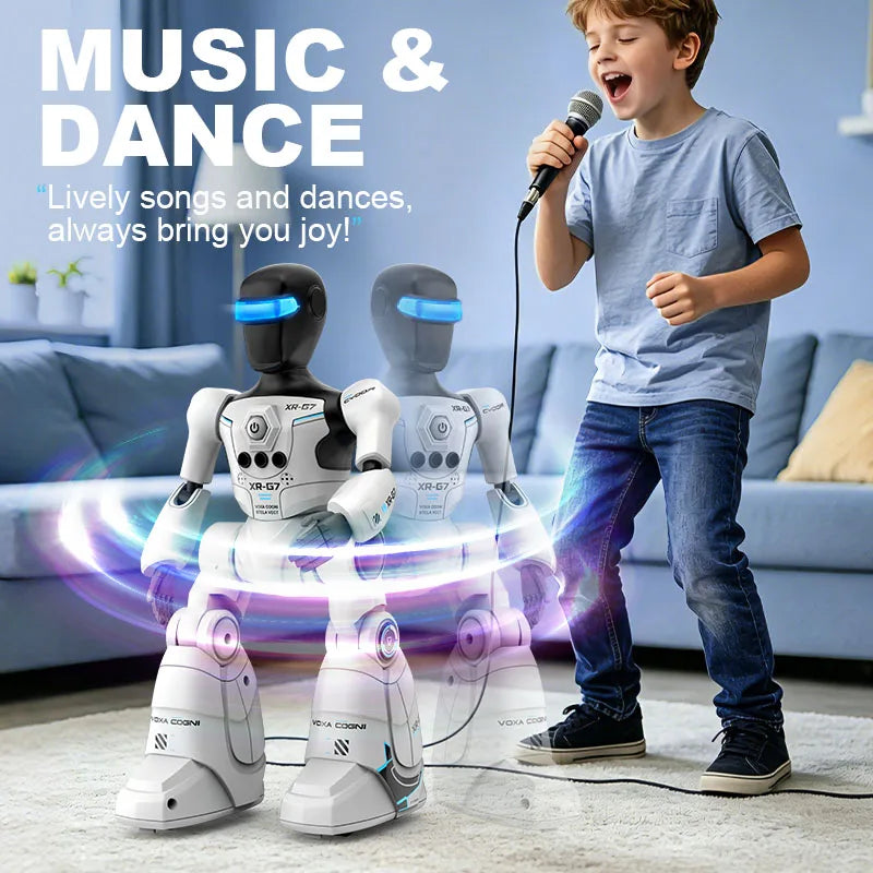 AI Smart Voice Robot Toy with Gesture Sensing & Smart Programming, Interactive Robot with Lights & Music, Perfect Gift for Kids
