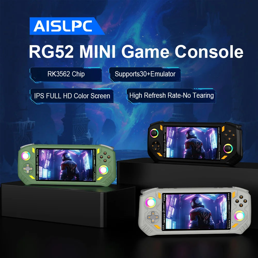AISLPC RG52 MINI Handheld Game Console 5.5" IPS Screen 2.4G WIFI 22000+Games RK3562 Dual System Portable Handheld Video Player