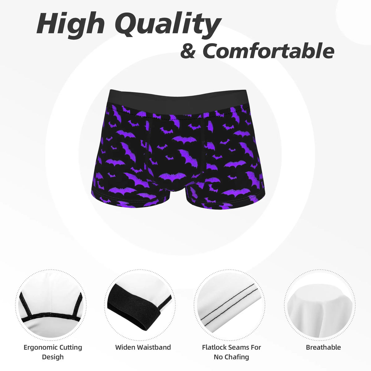 Dark Purple Chaos Abstract Texture Shorts Briefs  Underwear Quality Men's Sexy Soft Trunk Design Large Size Underpants