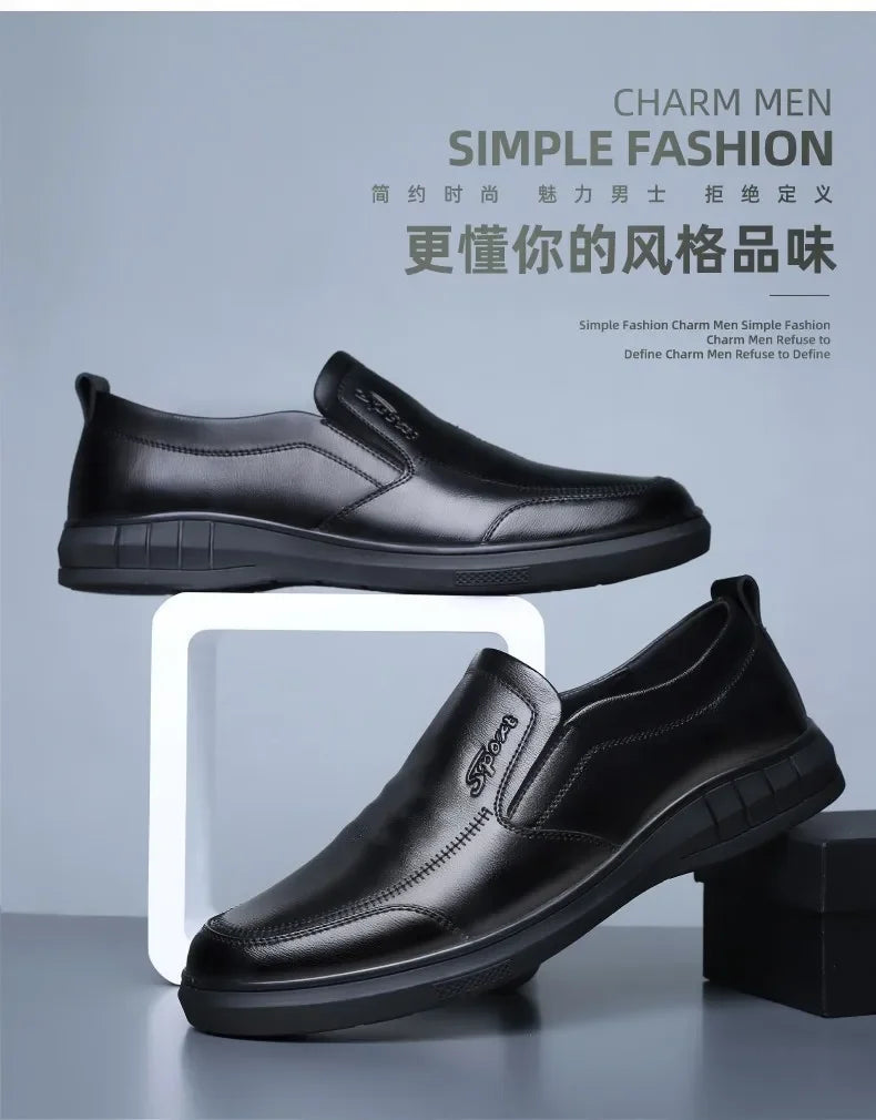 2024 Autumn Men New Shoes British style outdoor casual Leather shoes Fashion antislip soft soled male shoe Business Comfort Flat