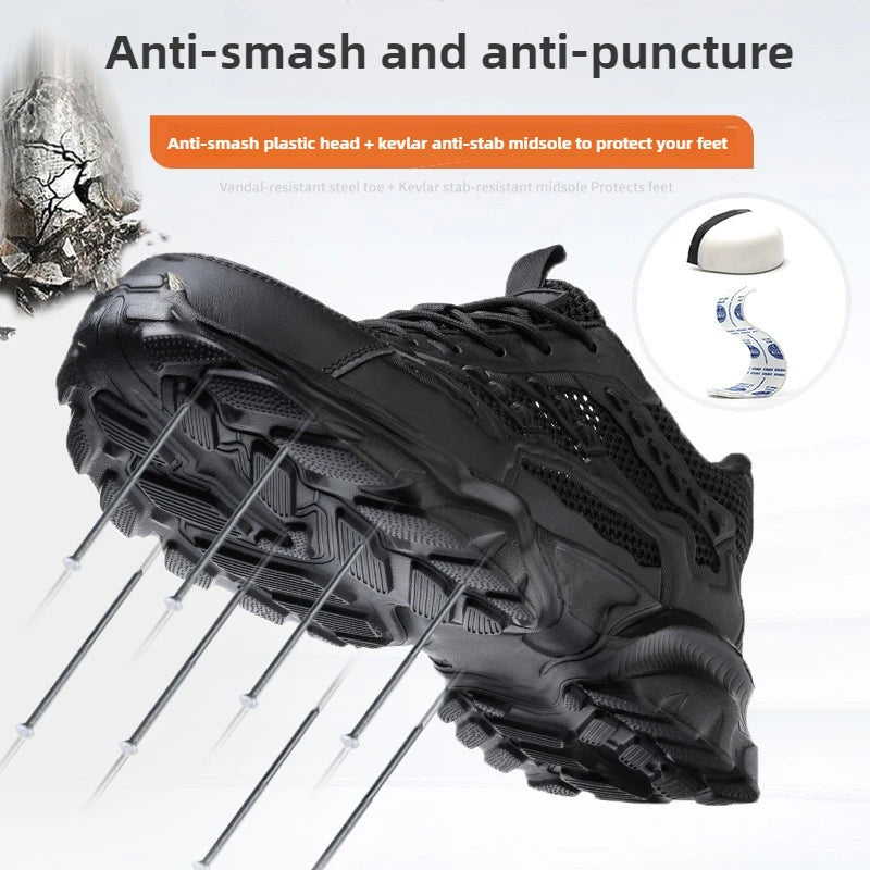 summer breathable safety shoes lightweight work shoes for men women working boots with plastic toe insulation 6KV work sneakers