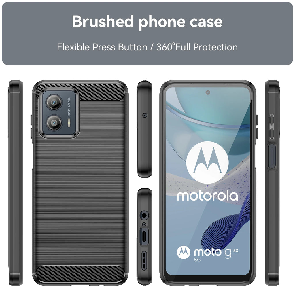 Rubber Carbon Fiber Soft TPU Silicone Back Cover For Motorola Moto G54 G14 G84 G30 G20 G10 G23 G53 G60 G73 G200 G100 Phone Case