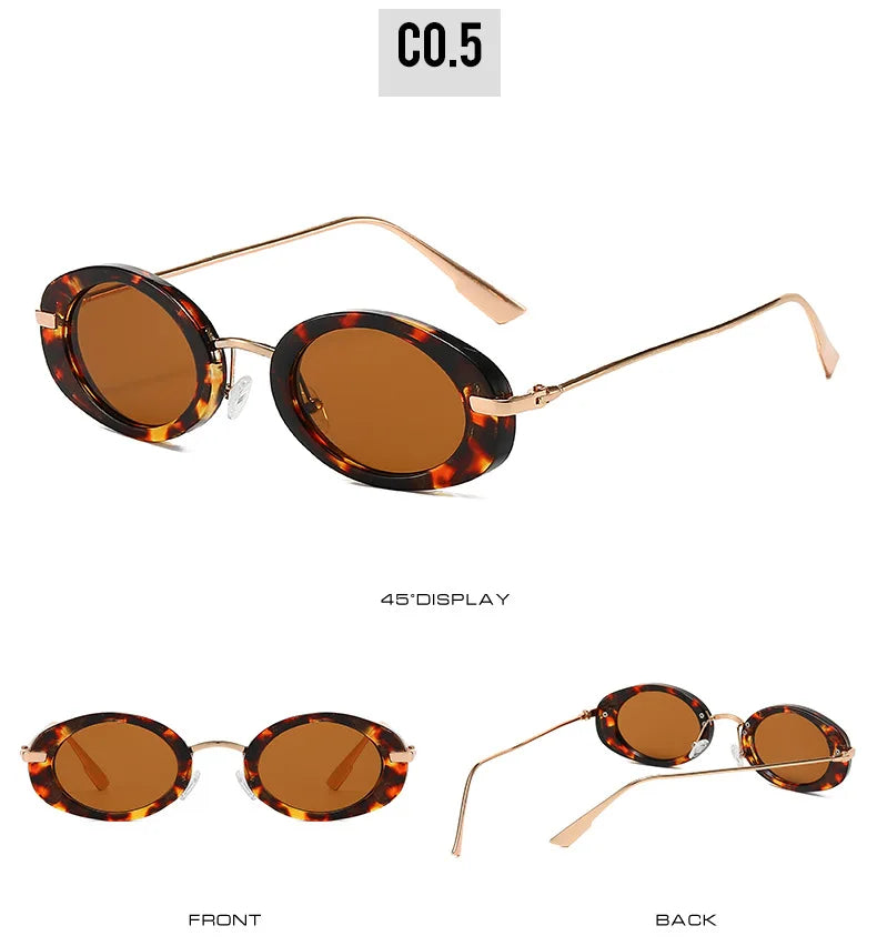 Fashion Small Oval Sunglasses Women Europe Popular Ins Cool Blogger Uv400 Sun Glasses Brand Designer