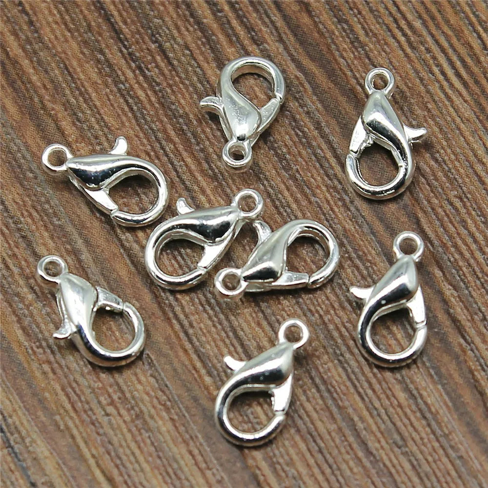 50pcs 8 Colors 12mm 10mm Metal Alloy Lobster Clasp Hooks For Necklace & Bracelet Chain DIY Fashion Jewelry Findings