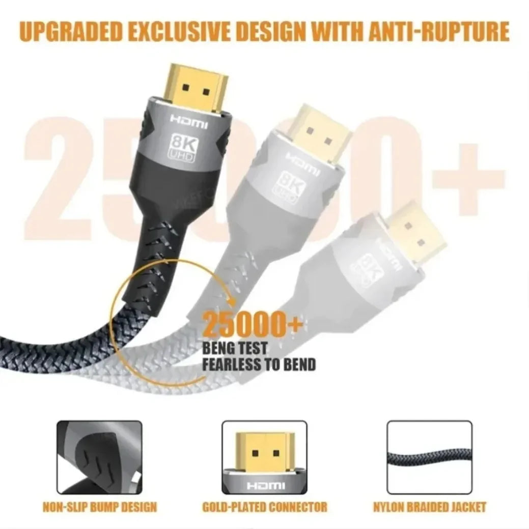 8K HDMI-Compatible Cable 4K@120Hz 8K@60Hz Cable 48Gbps Adapter For RTX 3080 eARC HDR Video Cable PC Laptop TV box PS5