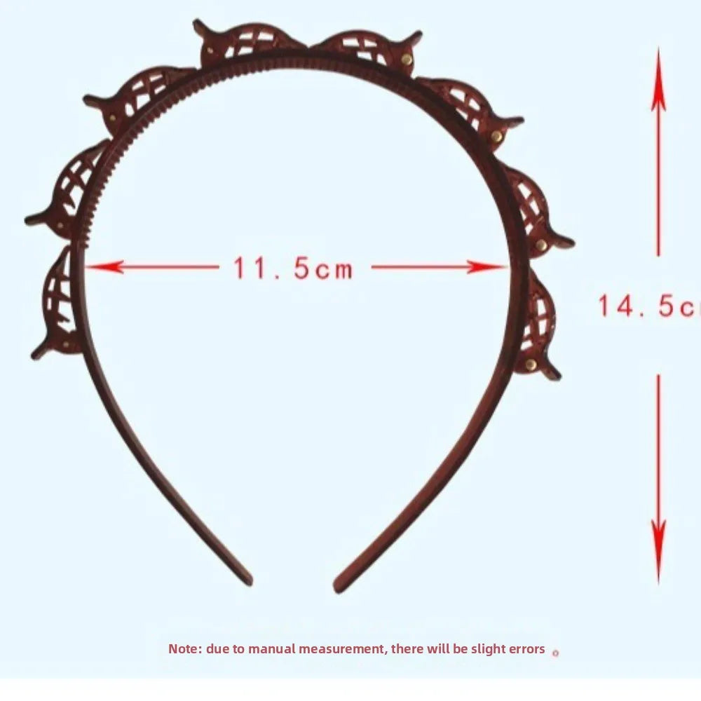 Adjustable Headband with Clips Double Bangs Hoop Design Multi Layer Toothed Braid Tool with 8 Clips Hair Styling Accessories